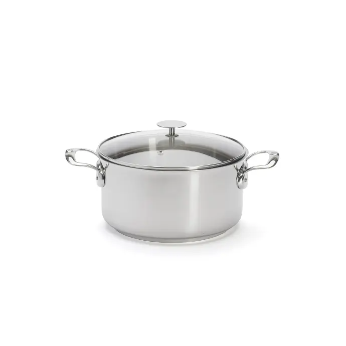 Kookpan roestvrijstaal met glazen deksel - 24 cm - De Buyer - Milady