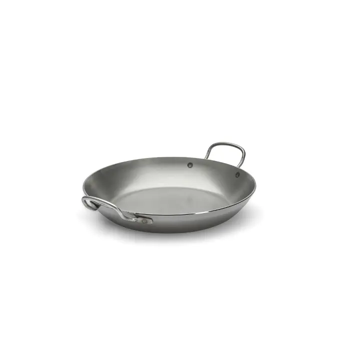 Koekenpan / Paella pan plaatstaal met 2 rvs handgrepen! - 28 cm - Carbone Plus - De Buyer