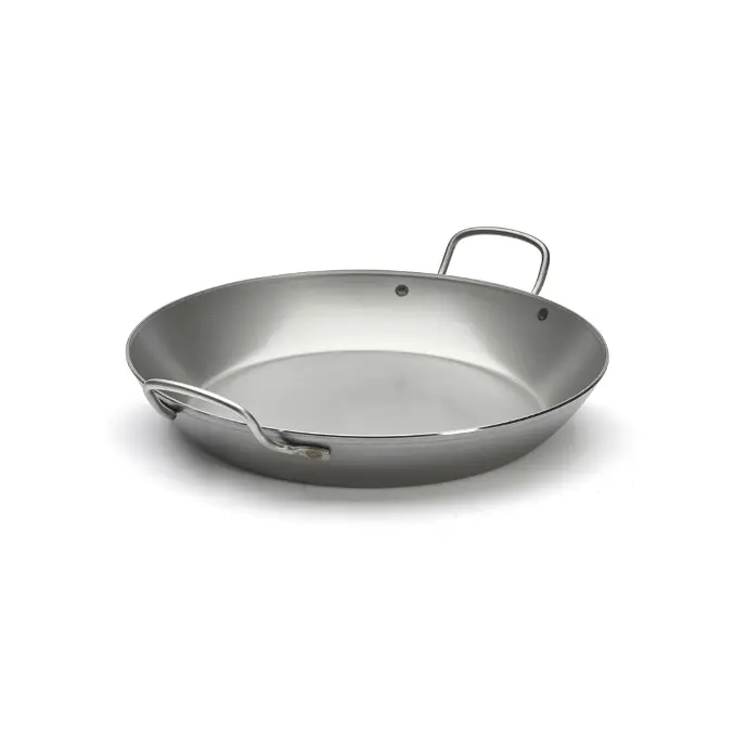 Koekenpan / Paella pan plaatstaal met 2 rvs handgrepen! - 36 cm - Carbone Plus - De Buyer