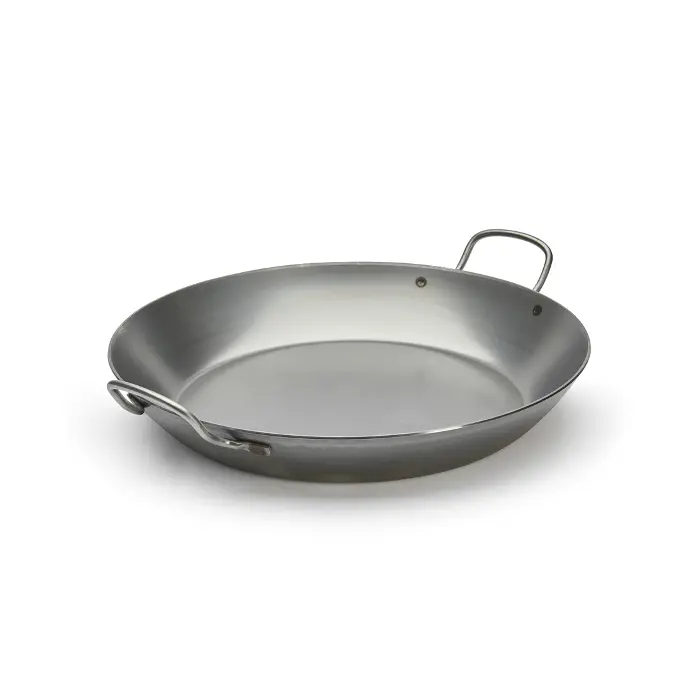 Koekenpan / Paella pan plaatstaal met 2 rvs handgrepen! - 40 cm - Carbone Plus - De Buyer