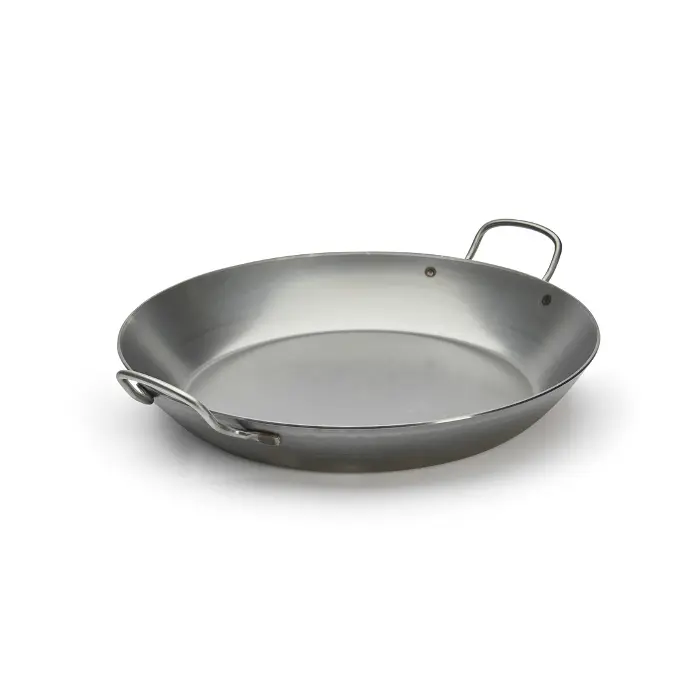 Koekenpan / Paella pan plaatstaal met 2 rvs handgrepen! - 50 cm - Carbone Plus - De Buyer