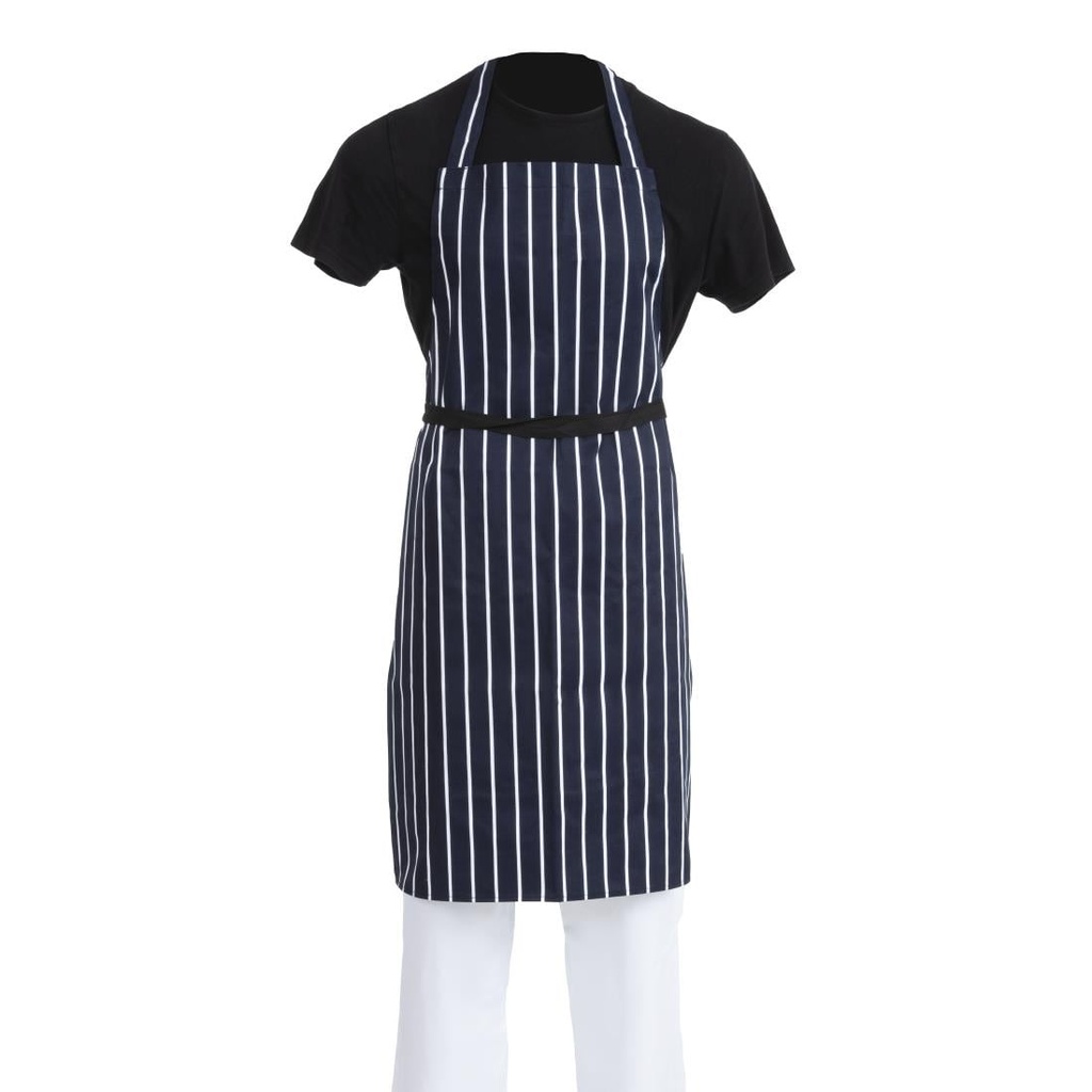 Whites slagersstreep halterschort blauw/wit
