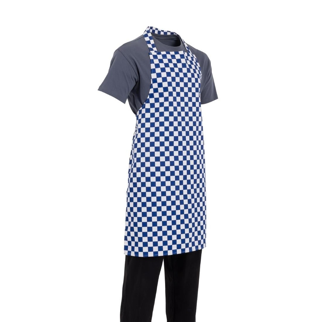 Whites halterschort blauw-wit geblokt