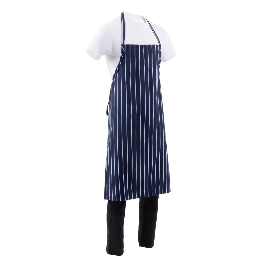 Chef Works Premium geweven schort blauw-wit gestreept