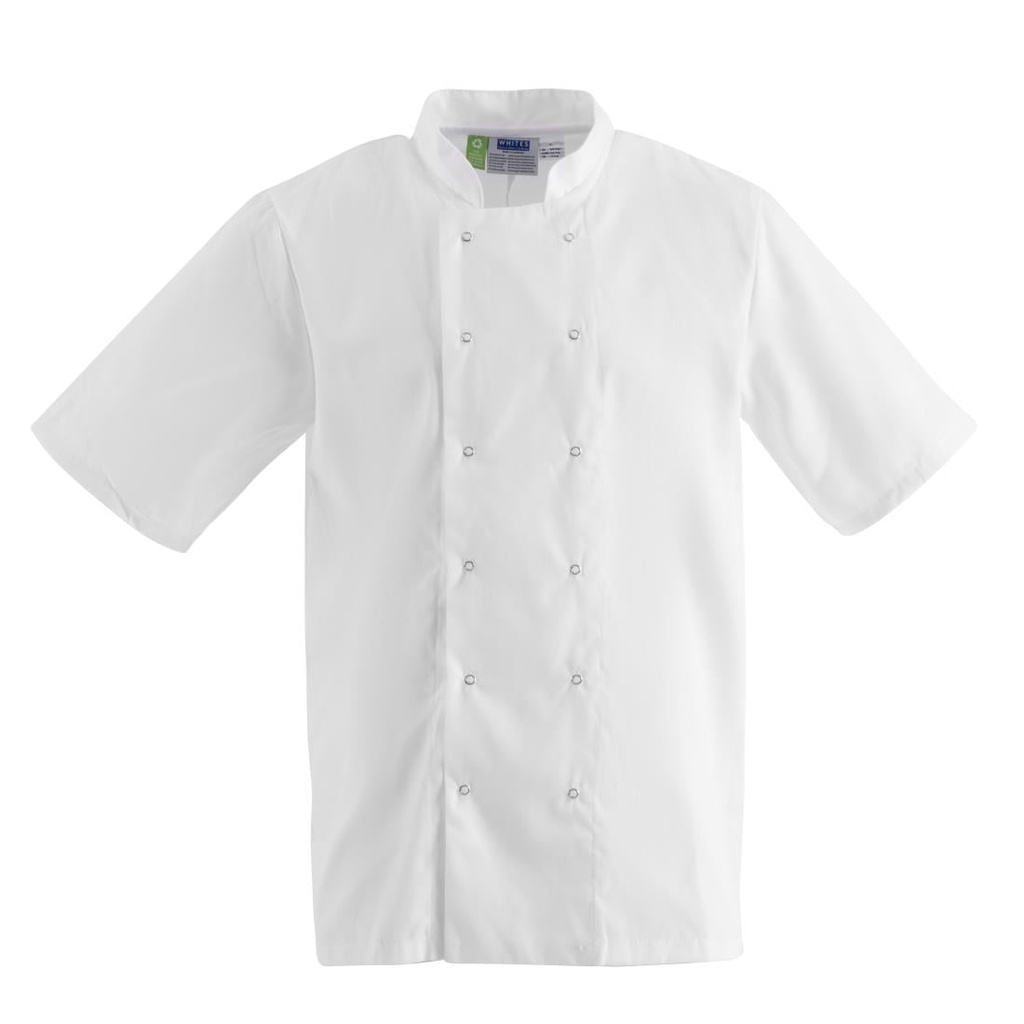 Whites Boston unisex koksbuis korte mouw wit XL