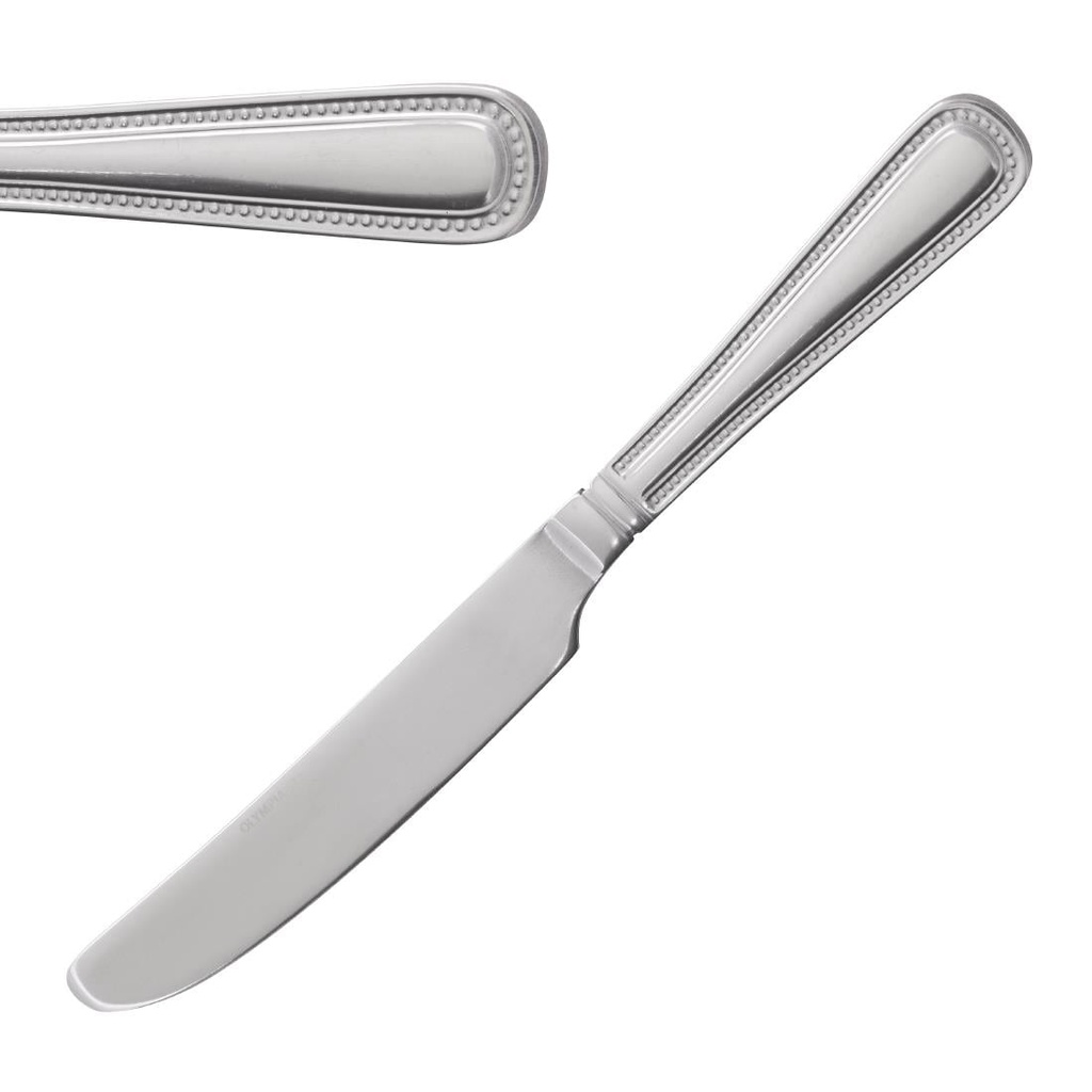 Olympia Bead RVS tafelmessen met massief handvat 225mm (12 stuks)
