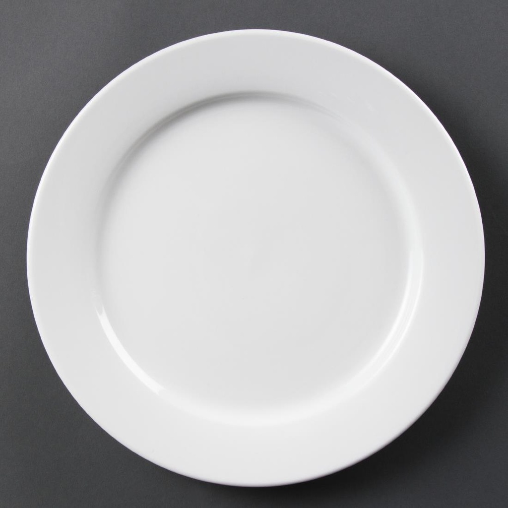 Olympia Whiteware witte borden met brede rand 28cm (6 stuks)