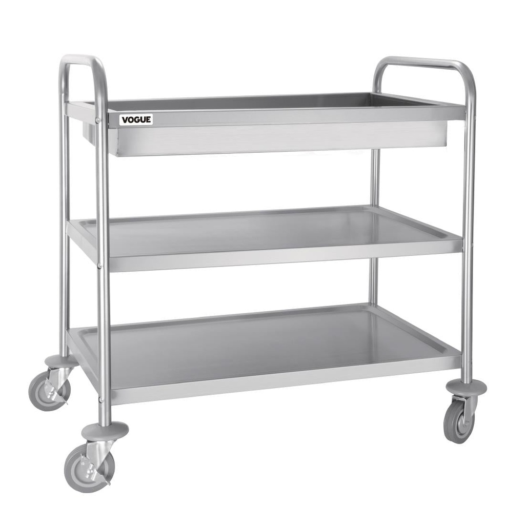 Vogue RVS 3-laags afruimwagen met diepe laden