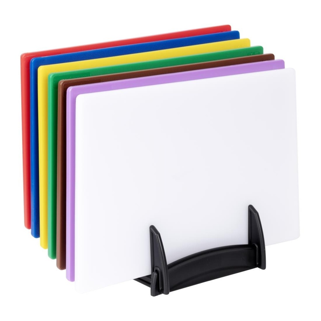Hygiplas LDPE snijplanken set met rek (7 stuks)