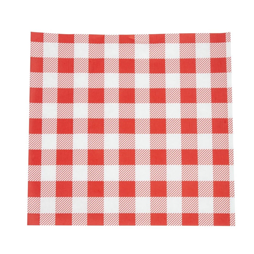 Rood Gingham vetvrij papier 25x25cm (200 stuks)