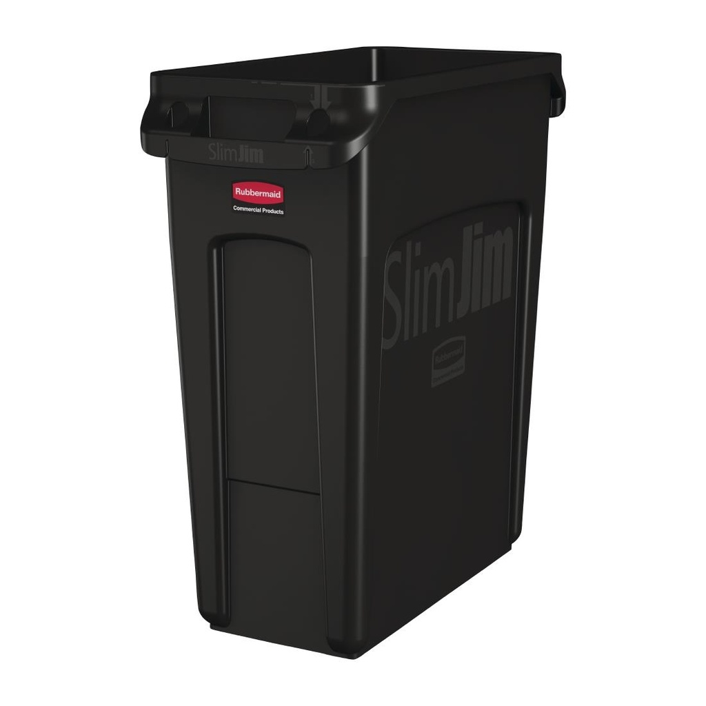 Rubbermaid Slim Jim afvalbak met ventilatiekanalen zwart 60Ltr