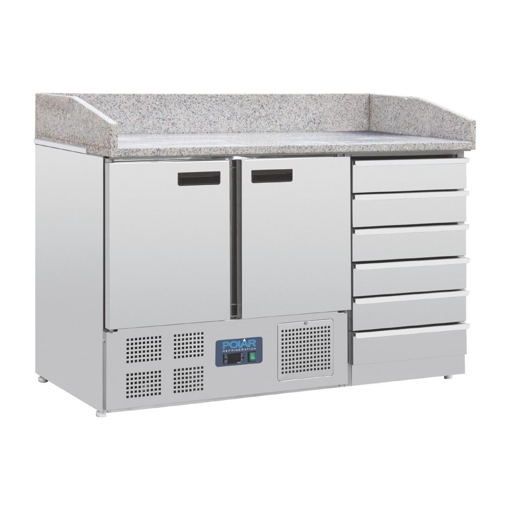 Polar g-serie dubbeldeurs pizzatoog met granieten blad en deeglades