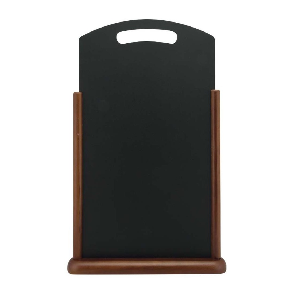 Securit Handvat extra groot houten tafelkrijtbord met donkerbruin gelakte afwerking