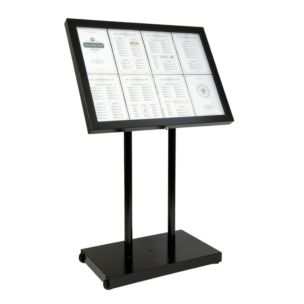 Securit zwart hamerslag staal wit 8xA4 informatiedisplay (excl. paal en voet)