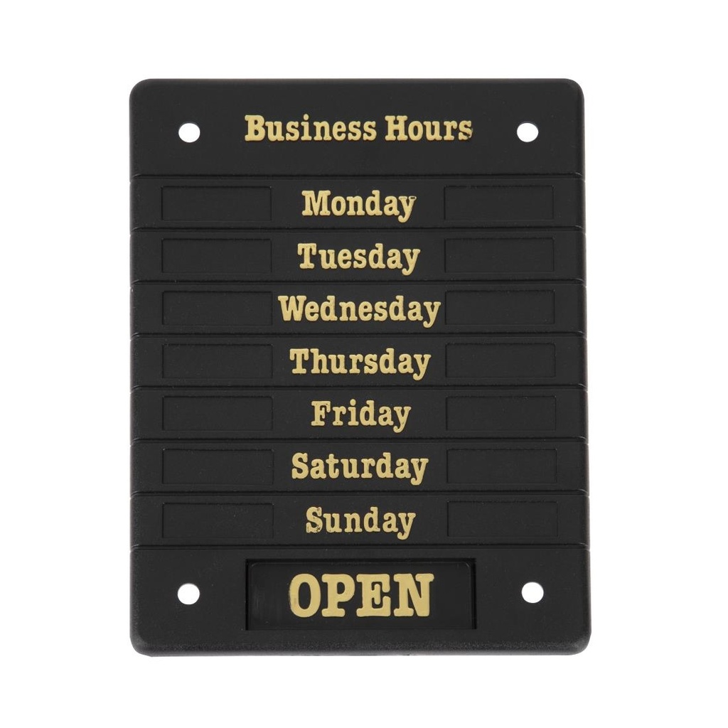 Deurbord Open Closed met openingstijden