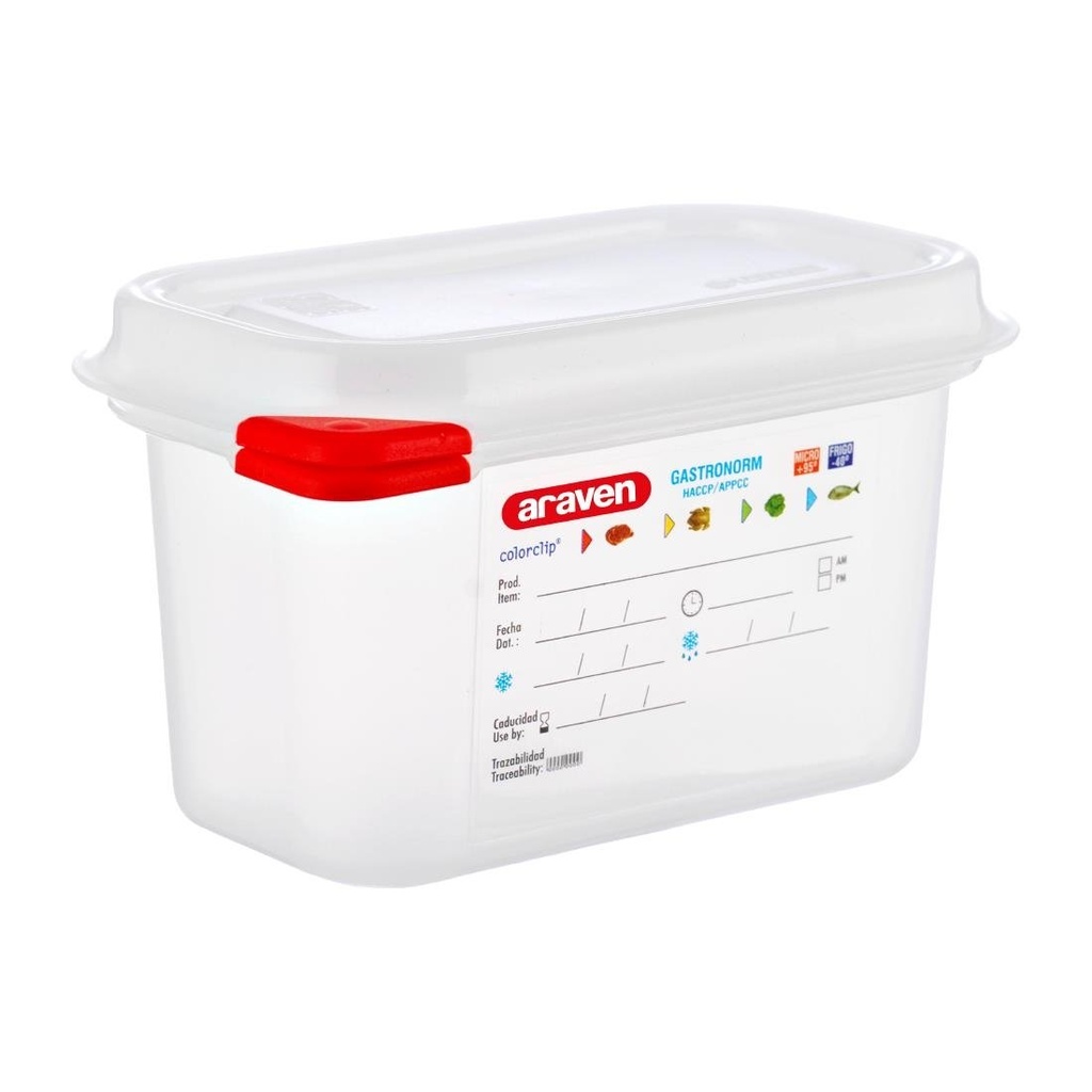 Araven polypropyleen 1/9 gastronorm bewaarcontainer 1L (4 stuks)