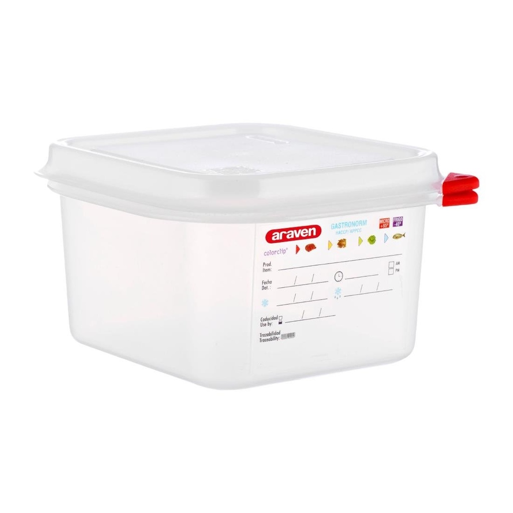 Araven polypropylene 1/6 gastronorm bewaarcontainers 1,7L (4 stuks)