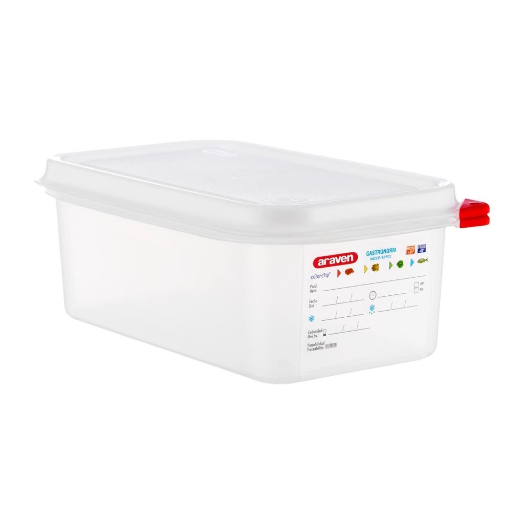 Araven polypropyleen 1/4 gastronorm voedselbakken 2,8L (4 stuks)