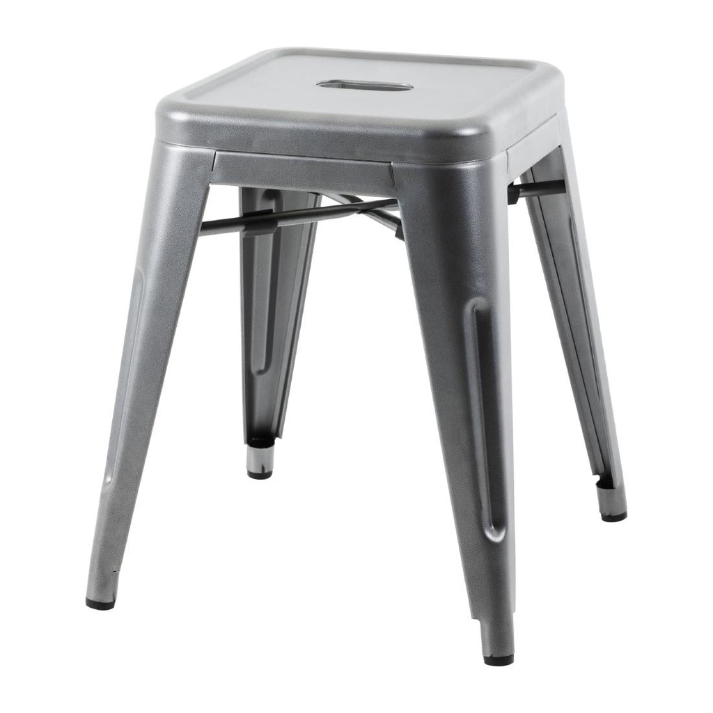 Bolero Bistro stalen lage krukken gun metal (4 stuks)