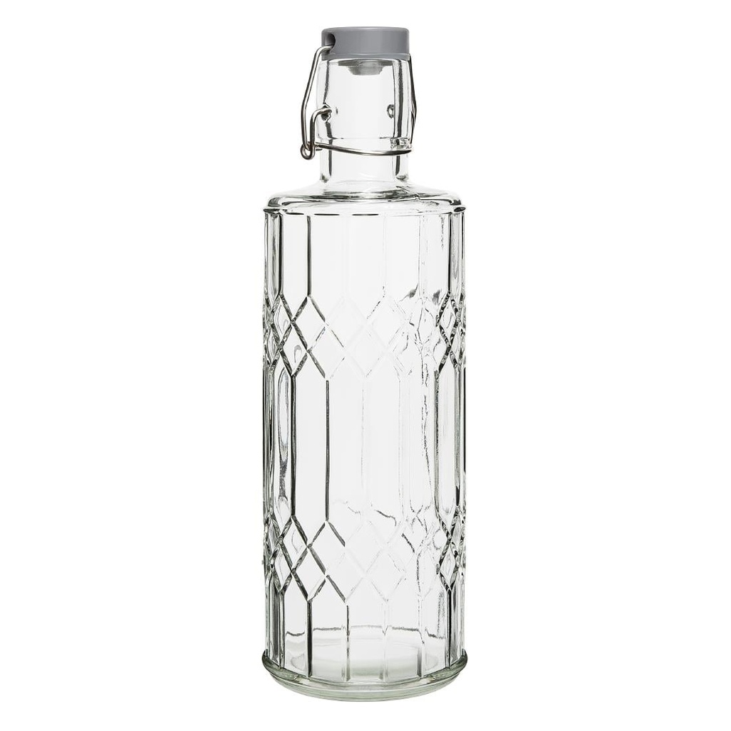Olympia geo glazen waterfles met stop 1L (6 stuks)