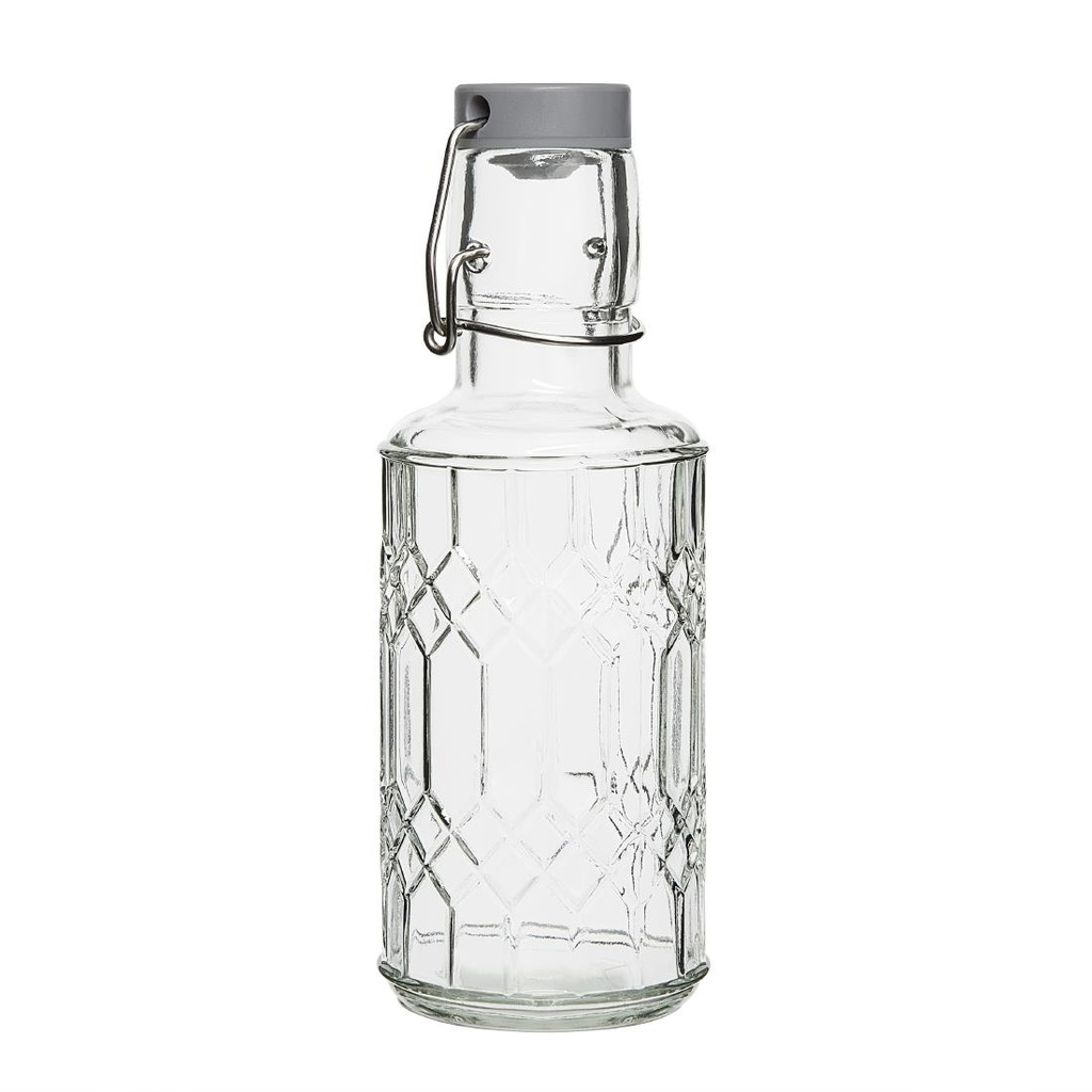 Olympia geo glazen waterfles met stop 380 ml (6 stuks)