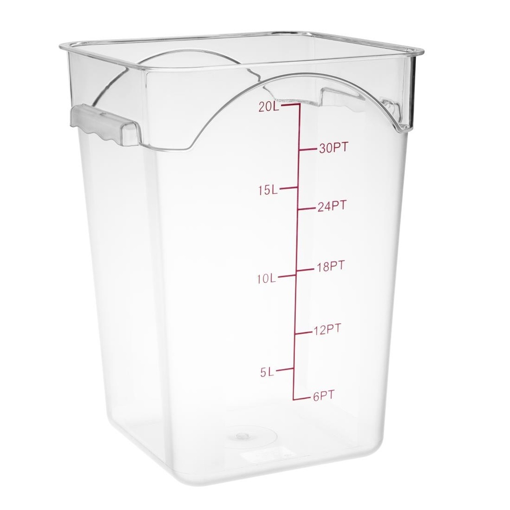 Hygiplas Polycarbonaat Vierkante Voorraadcontainer 20Ltr
