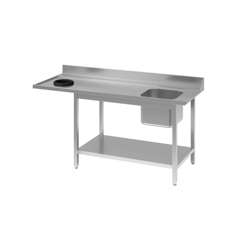 Gastro M RVS spoeltafel met afvalgat 1 spoelbak rechts 100x70cm