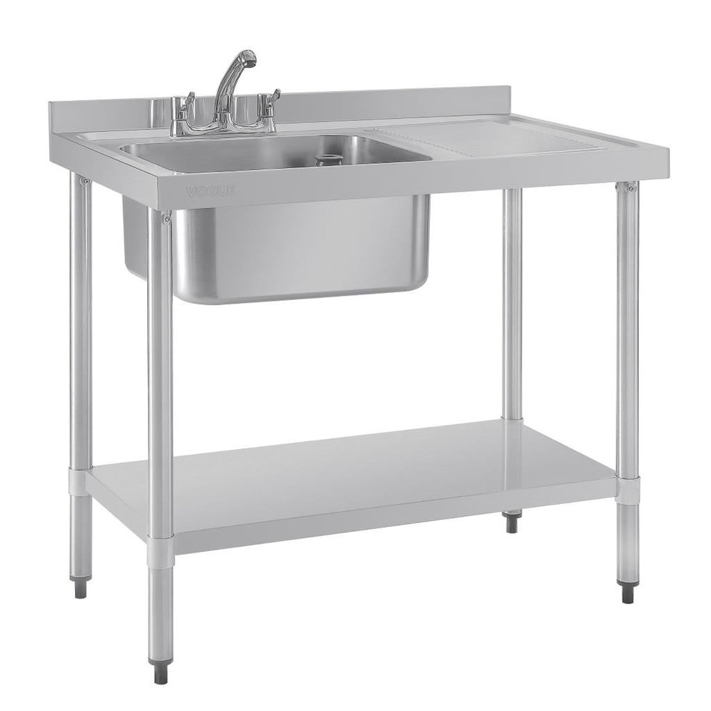 Vogue RVS spoeltafel enkele spoelbak aan linkerzijde 100x60cm