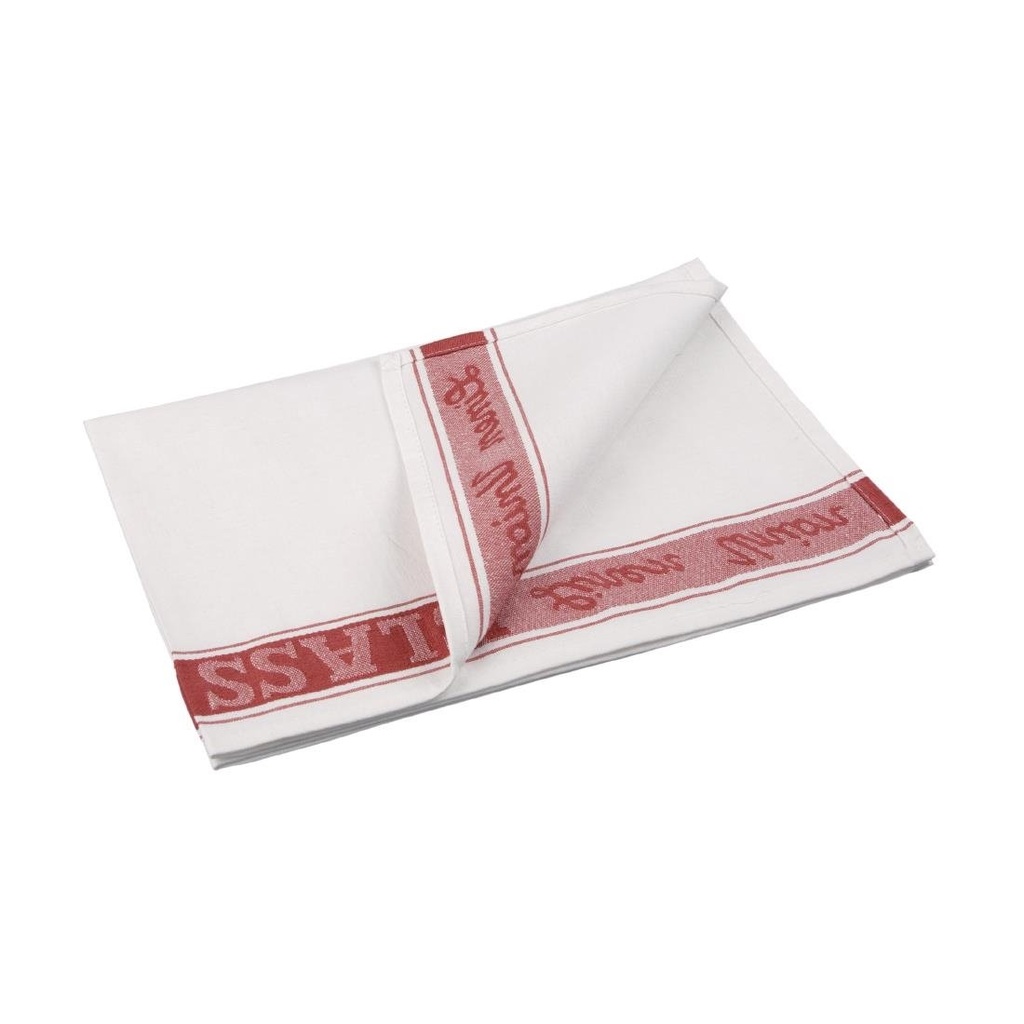 Vogue halflinnen glazendoek/poleerdoek rood 76 x 51cm