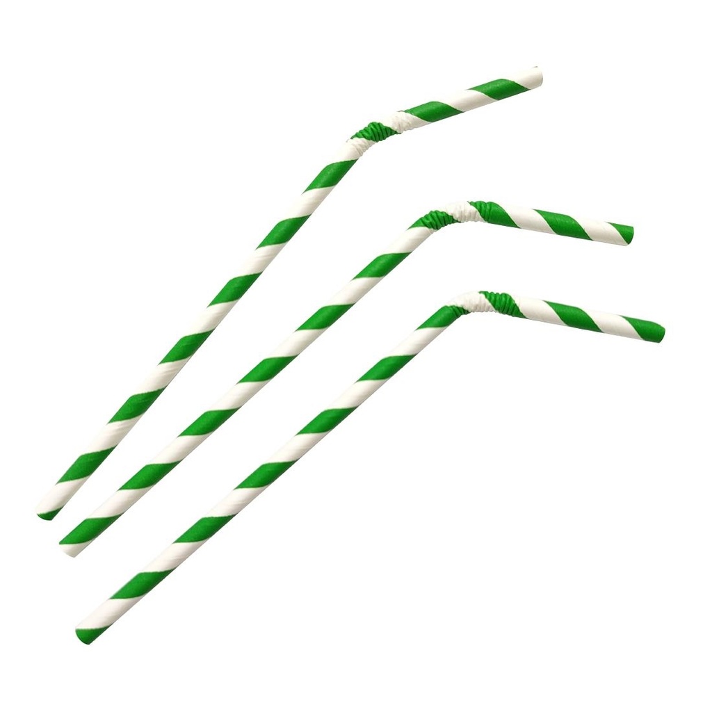 Fiesta Compostable composteerbare papieren buigrietjes groen (250 stuks)