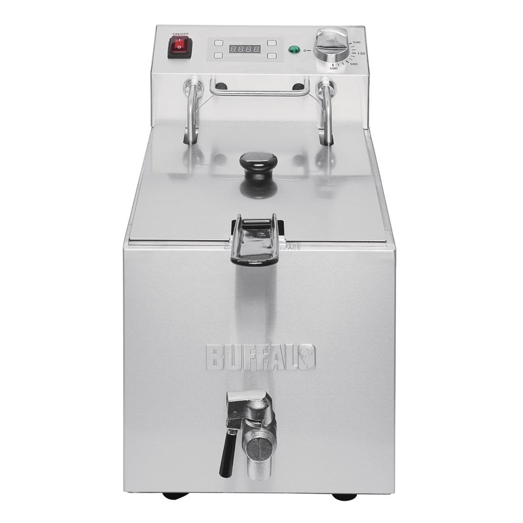 Buffalo enkelvoudige tank enkele mand 8ltr aanrecht friteuse met timer 2.9kw