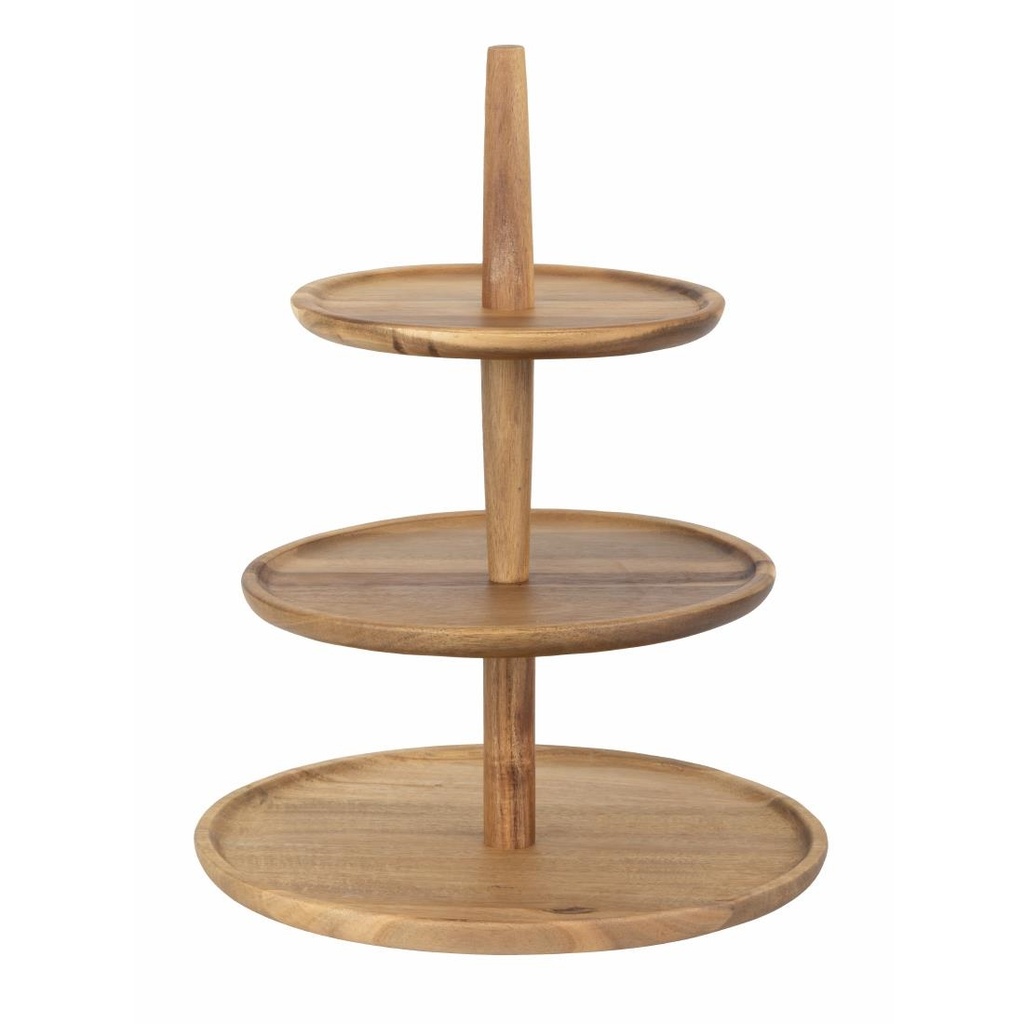 Olympia acaciahouten etagère 305(Ø) x 395(H)mm