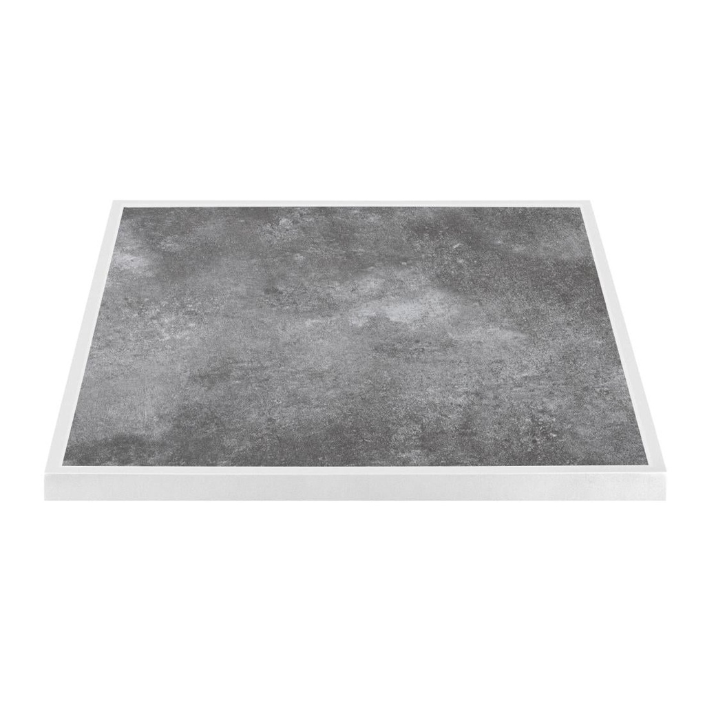 Bolero Tafelblad Van Gehard Glas Voor Buiten, donker Steeneffect, Witte Rand - 700mm