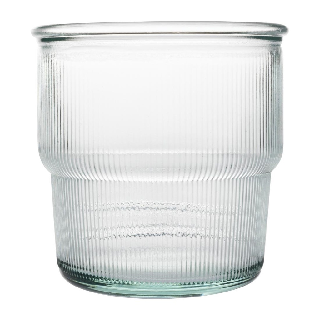 Olympia Gerecycled Glas Geribbelde Stapelbare Bekers 300ml (Pak Van 6)