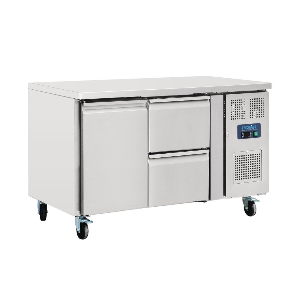Polar U-serie koelwerkbank 1 deur en 2 laden 282L