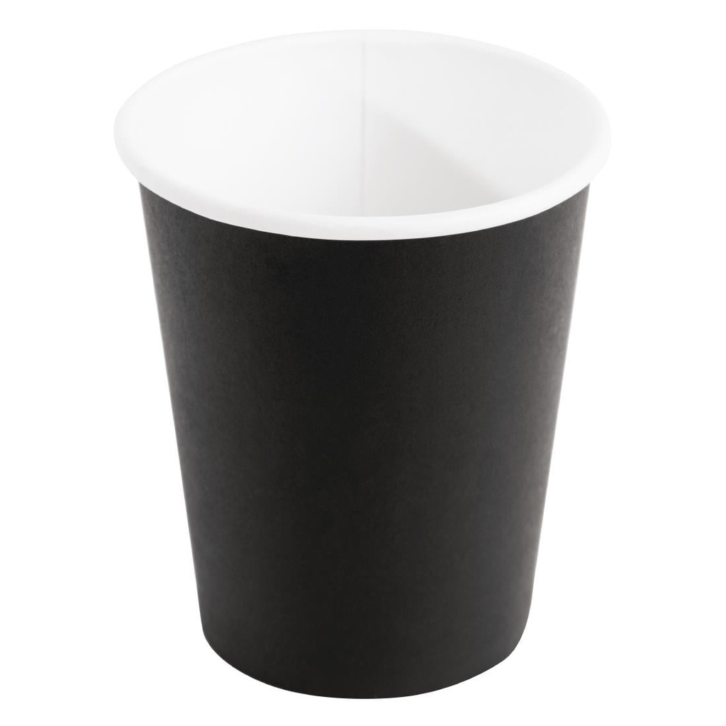 Fiesta Recyclebare koffiebekers enkelwandig zwart 225ml / 227ml (50 stuks)