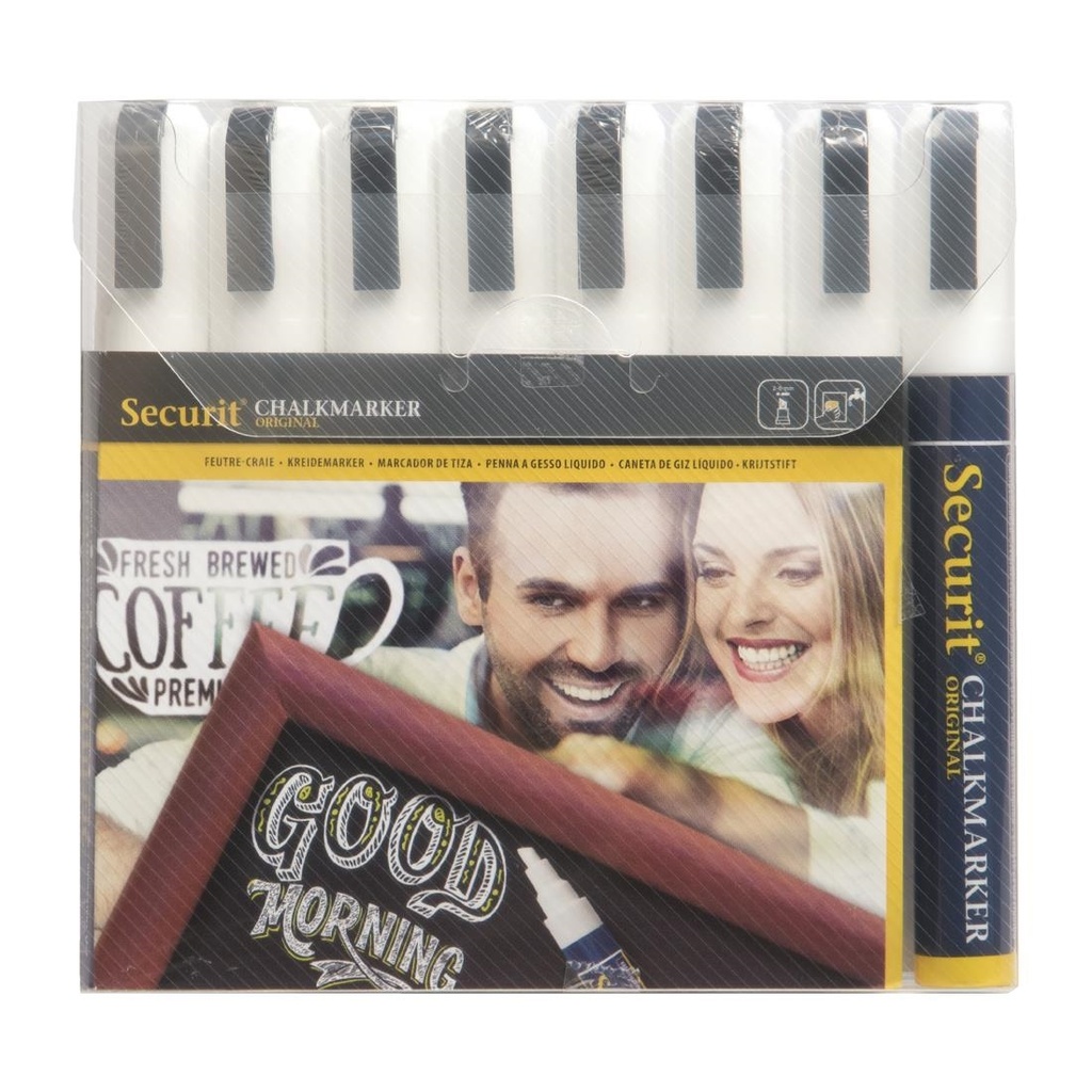 Securit 6mm vloeibare krijtpennen wit (8 stuks)