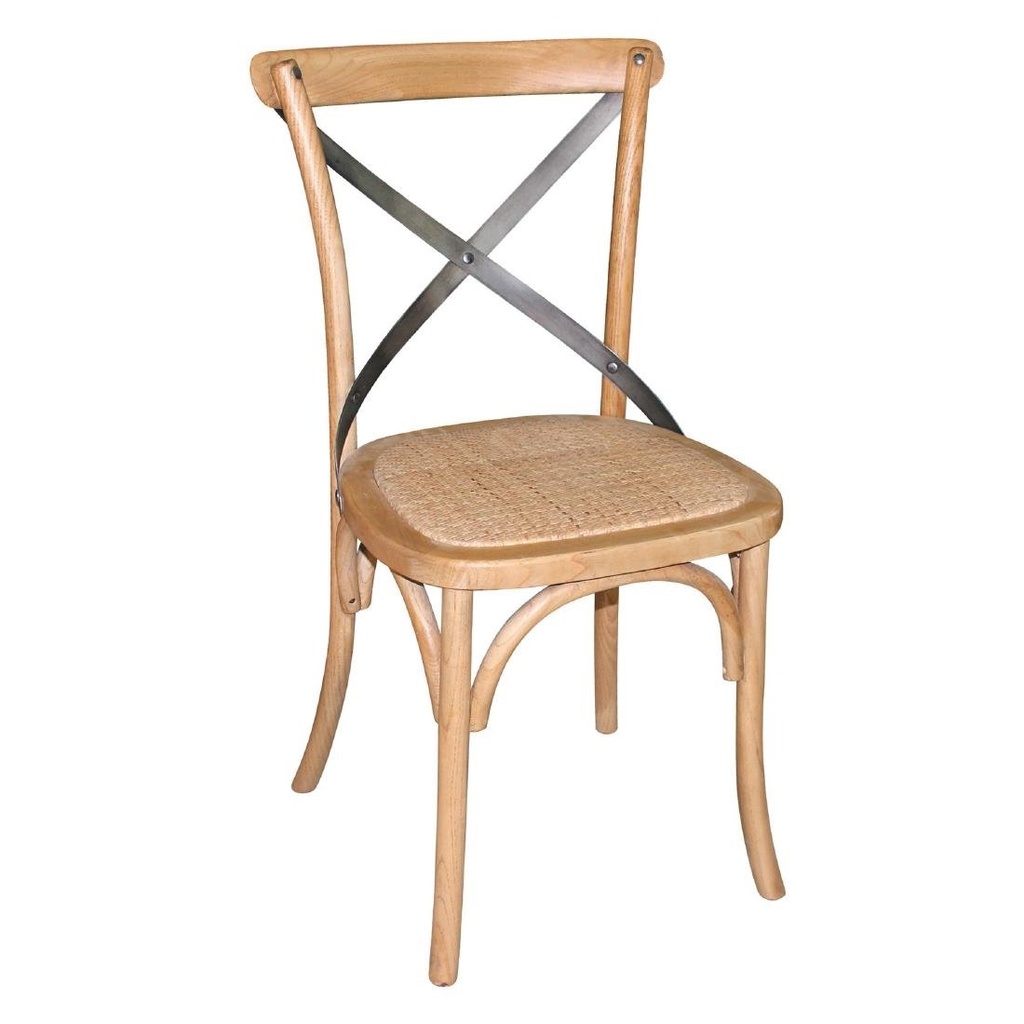 Bolero houten stoel met gekruiste rugleuning naturel (2 stuks)