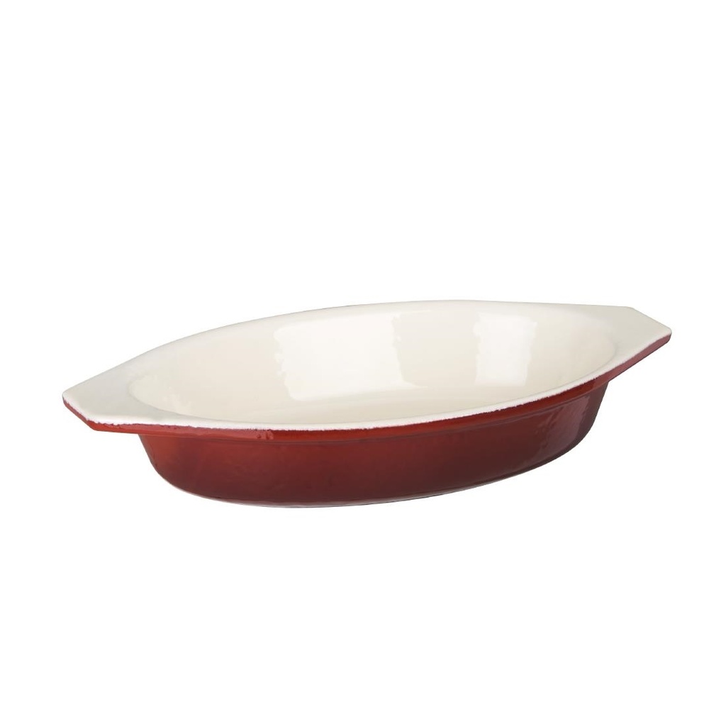 Vogue ovale gietijzeren gratineerschaal rood 0,65Ltr