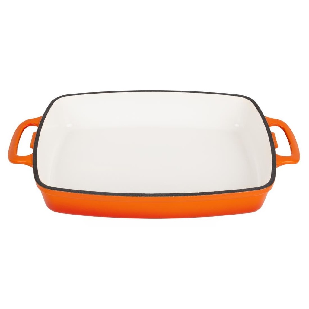 Vogue rechthoekige gietijzeren ovenschaal oranje 2,8Ltr