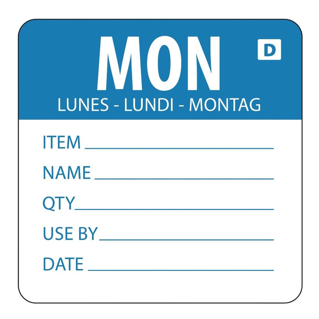 Hygiplas oplosbare kleurcode voedseletiketten maandag (250 stuks)