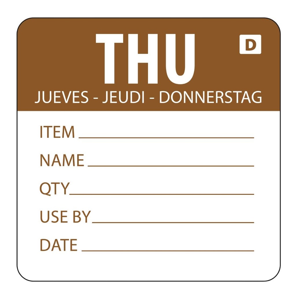 Hygiplas oplosbare kleurcode voedseletiketten donderdag (250 stuks)