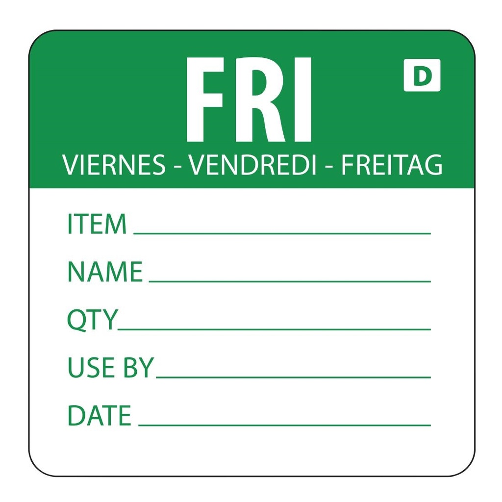 Hygiplas oplosbare kleurcode voedseletiketten vrijdag (250 stuks)