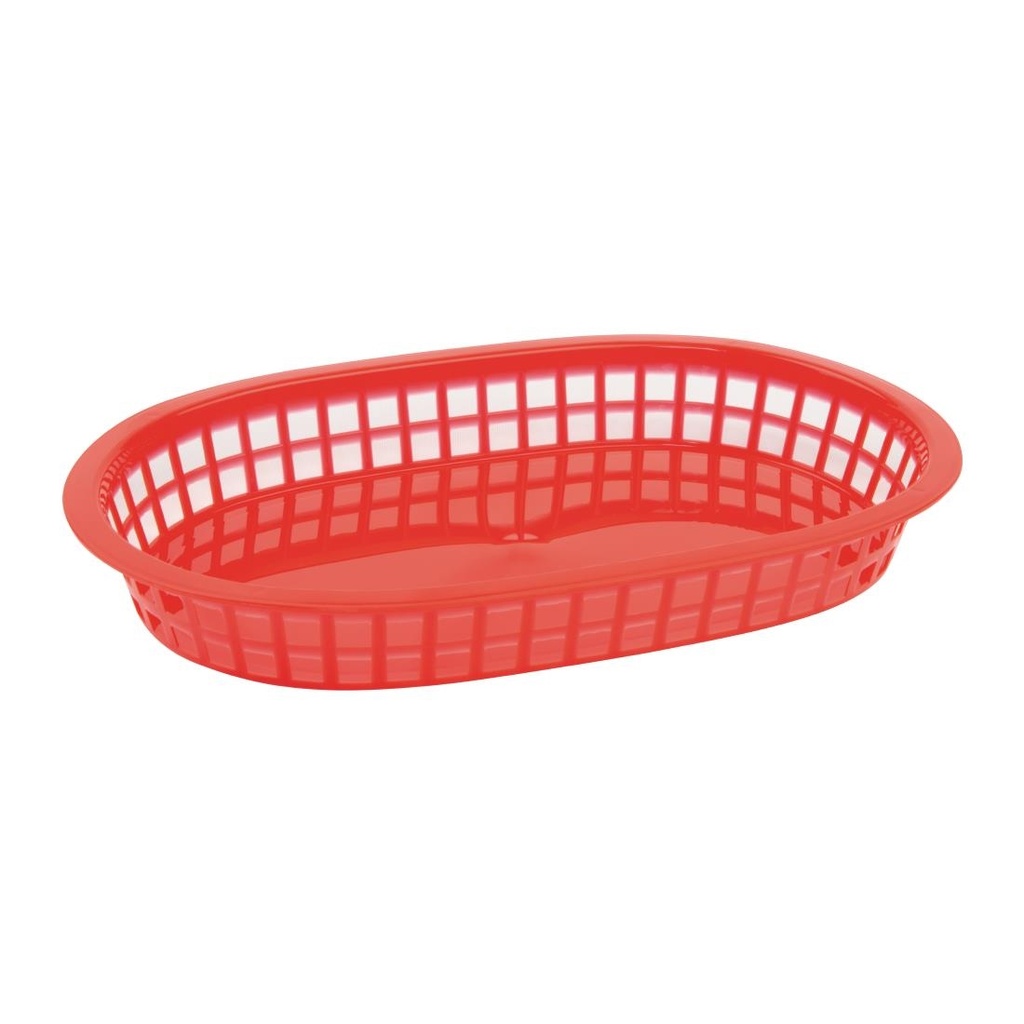 Olympia ovaal polypropyleen tafelmandje rood (6 stuks)