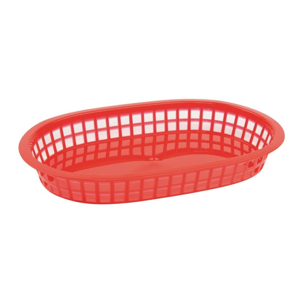 Olympia ovale polypropyleen voedselmandje rood 40x275x175mm (6 stuks)