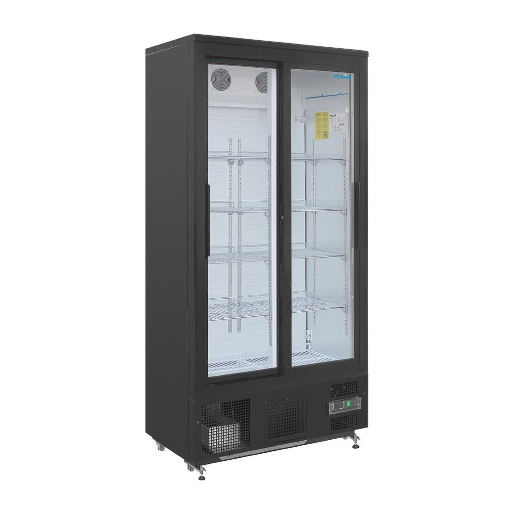 Polar G-serie staande barkoeling/display koeling met schuifdeuren 490L zwart