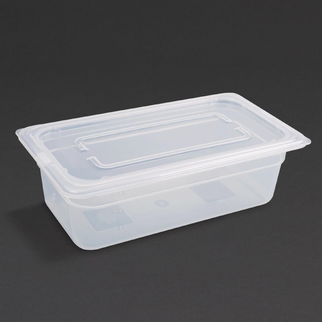 Vogue polypropyleen GN 1/3 bak met deksel 10cm (4 stuks)