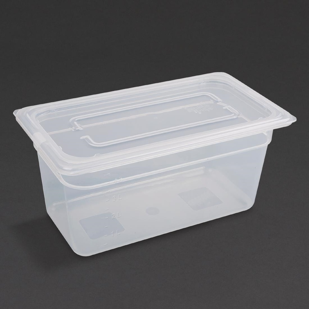 Vogue polypropyleen GN 1/3 bak met deksel 15cm (4 stuks)