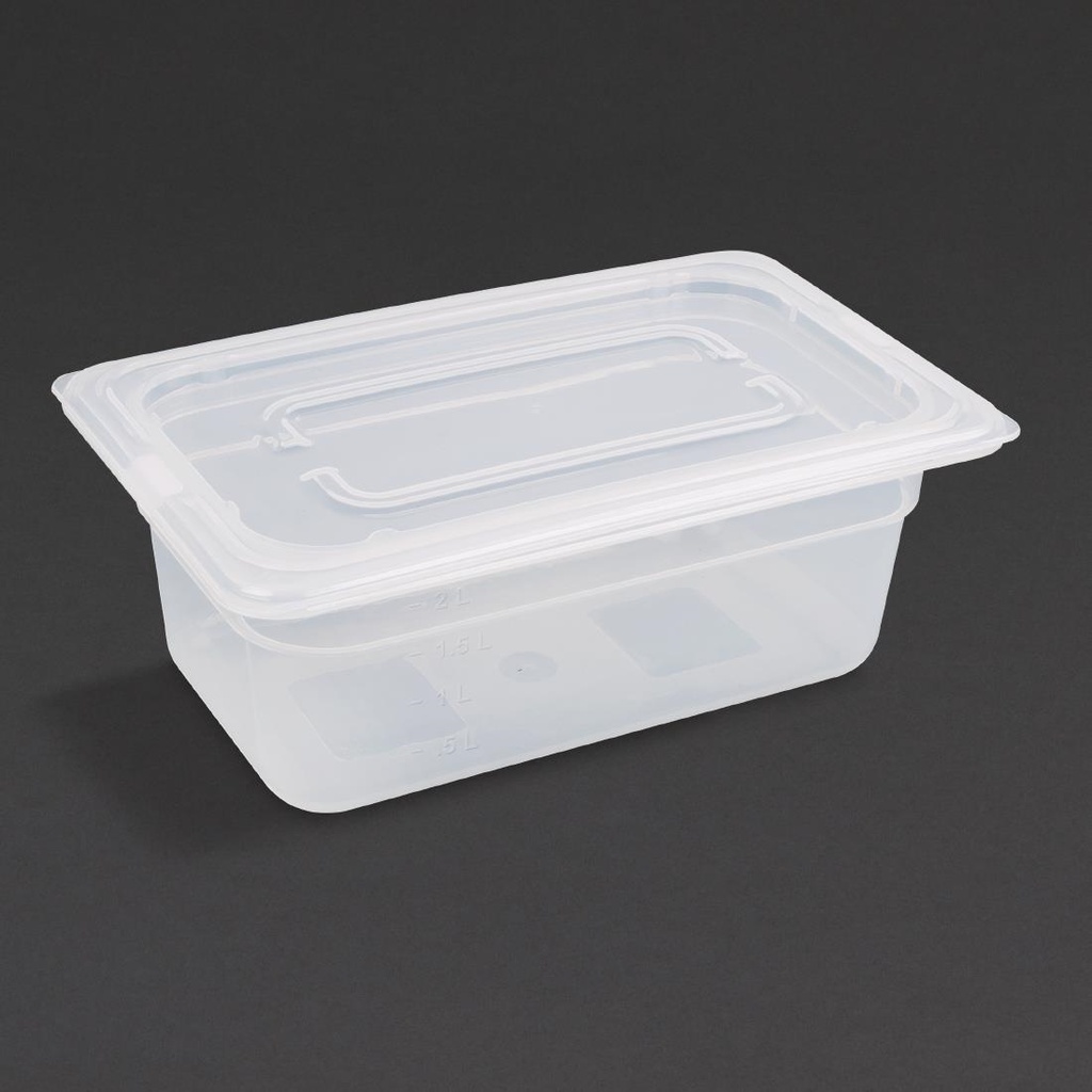 Vogue polypropyleen GN 1/4 bak met deksel 10cm (4 stuks)