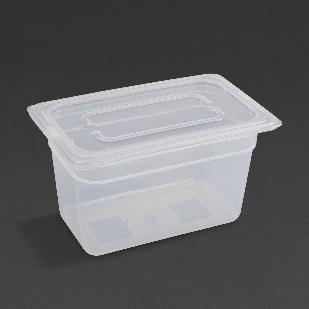 Vogue polypropyleen GN 1/4 bak met deksel 15cm (4 stuks)